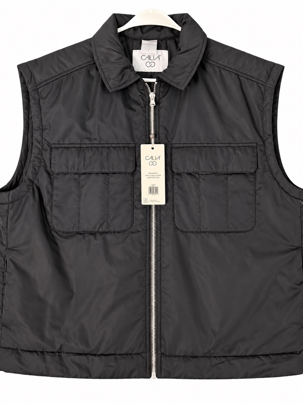 CALIA Women’s Fashion Zip Vest Size Large Black NWT Utility Rainwear